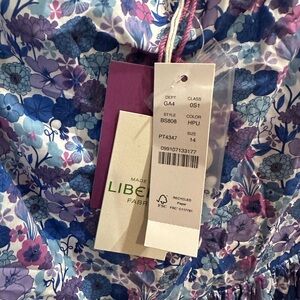 J. Crew Liberty Print Apron Dress “Arrow” Floral Hydrangea Peony Cotton 14 NWT